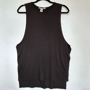 Express One Eleven Black Flowy Open Side Tank Top Size S